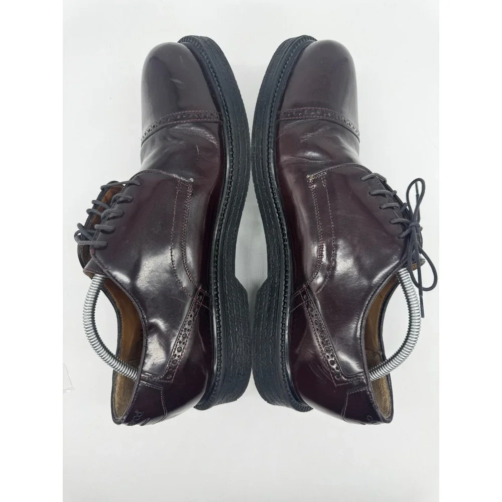 G.H. Bass Mens 13 Burgundy Leather Cap Toe Derby Shoes Made in Italy Brogue‎